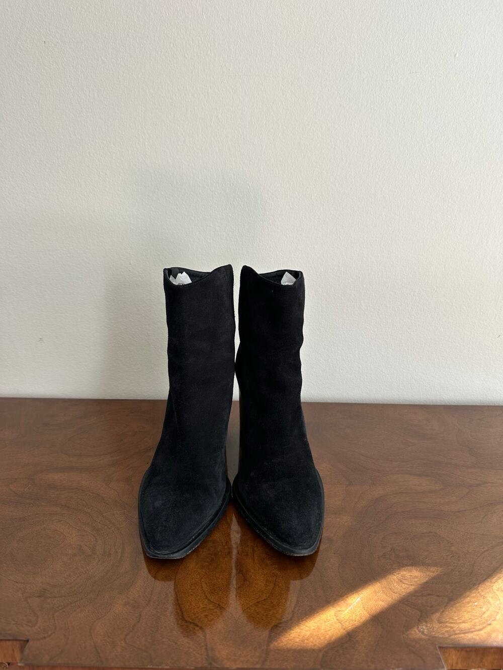Vince Black Suede Western-Inspired Boots, Size 39 (Fits US 8.5)